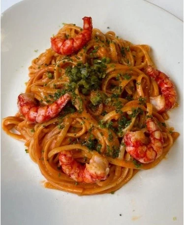 Linguine con gambas frescas — chef a domicilio Madrid, menú degustación Pulso23 Kitchen